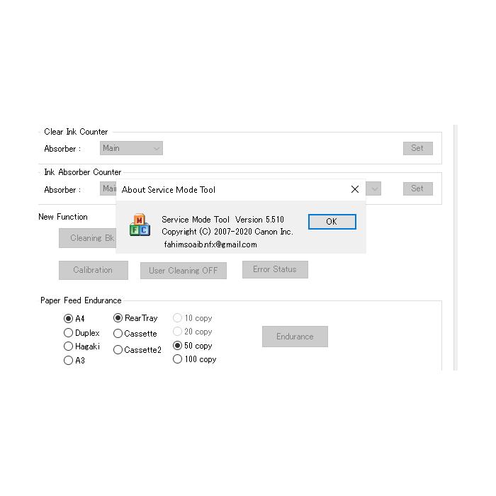 Canon Pixma Ts700 Ts705 Emici Pad Reset Service Tool V5510